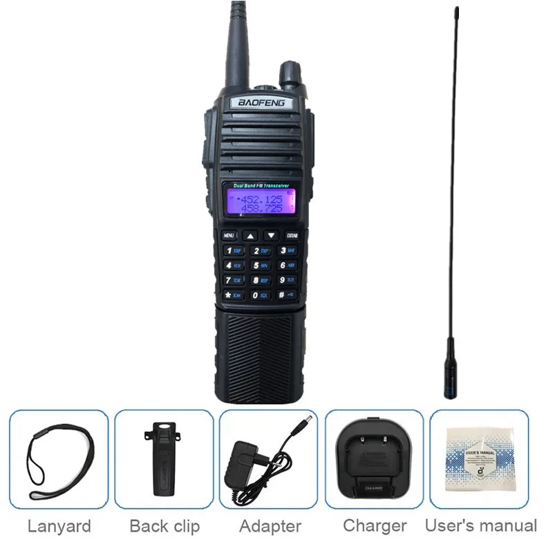add antenna 8 Вт Baofeng UV-82 рация длинный диапазон UHF VHF морской CB любительский радио сканер трансивер PMR 446 UV 82 большой Battey 3800 мАч - Цвет: add antenna
