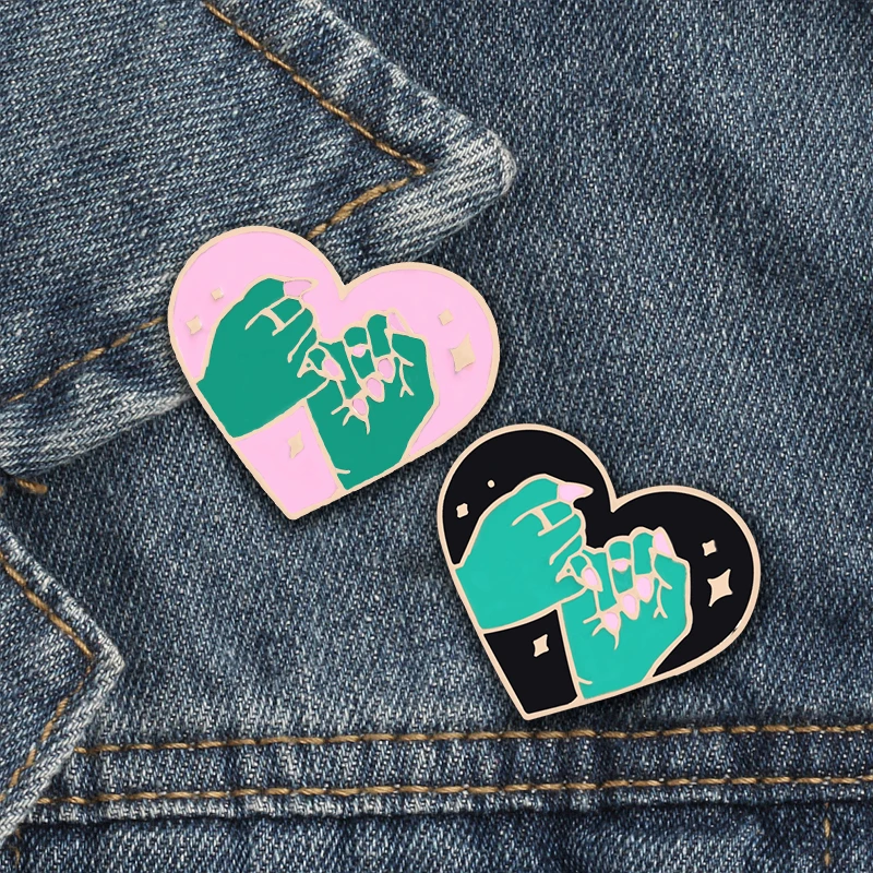 Эмалированная заколка в форме сердца для мужчин и женщин брошь на пальцы рюкзака