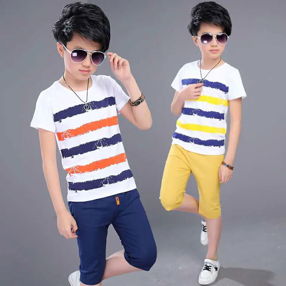 Fashion Suits Teenage Summer Boys Clothing Sets Short Sleeve T Shirt &amp Shorts Casual 3 4 5 6 7 8 9 10 12 Years Boy Clothes |