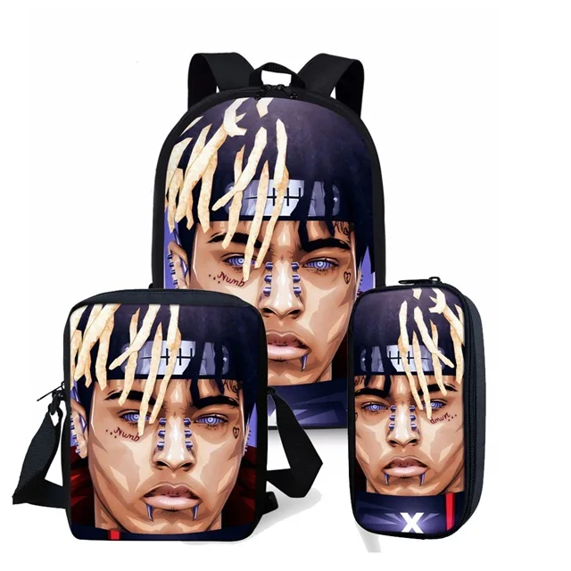 2019 Новый Известный раппер Xxxtentacion 3 шт набор рюкзак ортопедический школьный ранец