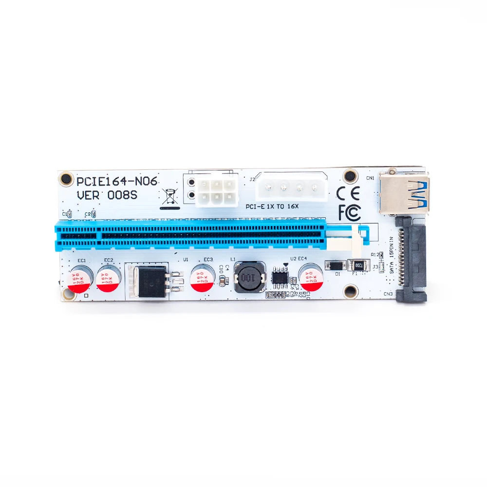 Новинка USB3.0 008S PCI E Riser Express 1X 4x 8x 16x расширитель переходника карта SATA 15pin к 6pin кабель