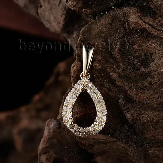 Новинка! Свадебные ювелирные изделия 18Kt желтое золото груша 5х8 мм полукрепление