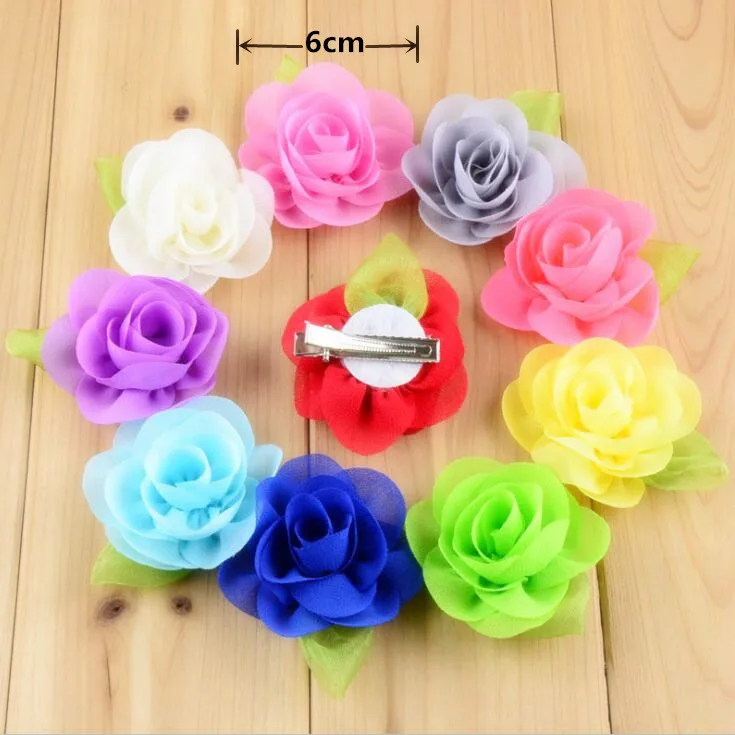 100 шт Бесплатная доставка ручной работы с шифоновым цветком заколка для волос