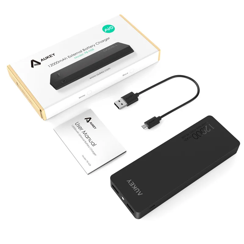 Aukey 12000 мАч портативный зарядное устройство внешний аккумулятор с AIPower технологий