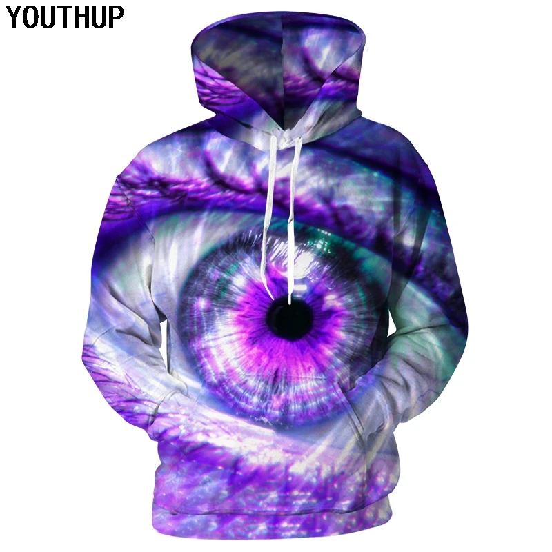 YOUTHUP новый дизайн для мужчин 3d толстовки глаз полный принт забавные крутые с