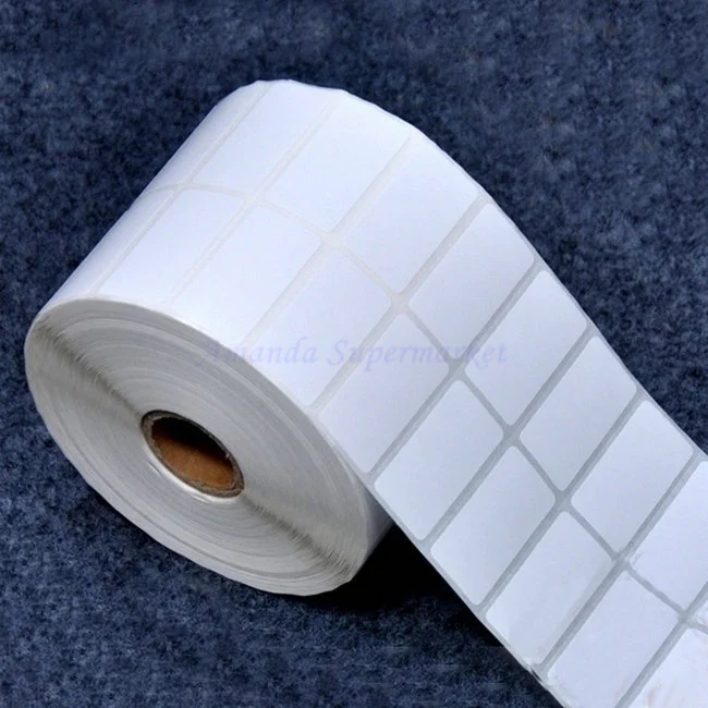 Глянцевые белые наклейки-этикетки из ПЭТ 50*20 мм 2500 шт. водостойкие