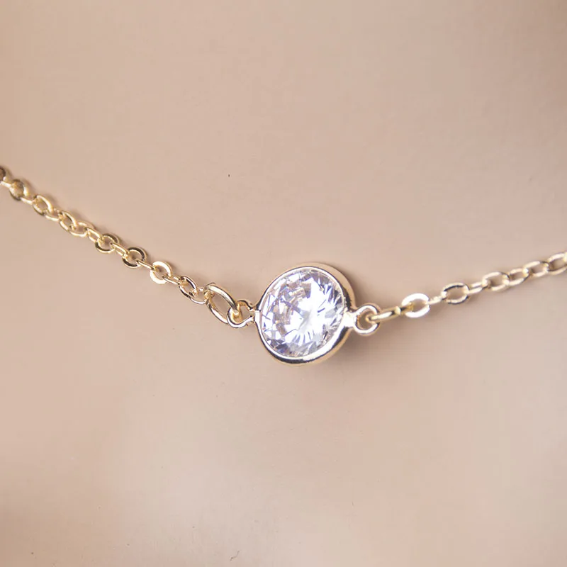 Сверкающее ожерелье с кубическим цирконием круглая Золотая подвеска