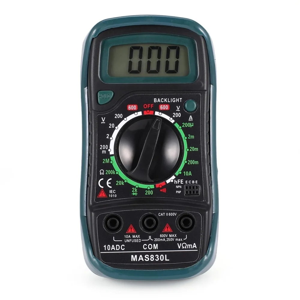 DT830D+ мини карманный цифровой мультиметр 1999 отсчетов AC/DC Вольт Ампер Ом диод hFE тестер непрерывности Амперметр Вольтметр