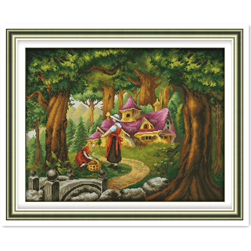 Сказочная хижина 11CT напечатанная на холсте вышивка крестиком набор китайские
