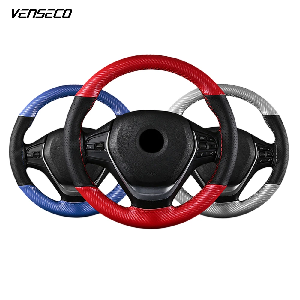 

VENSECO multiple colour 38cm steering cover carbon fiber sewing steering wheel cover braided steering wheel DIY steering-wheel