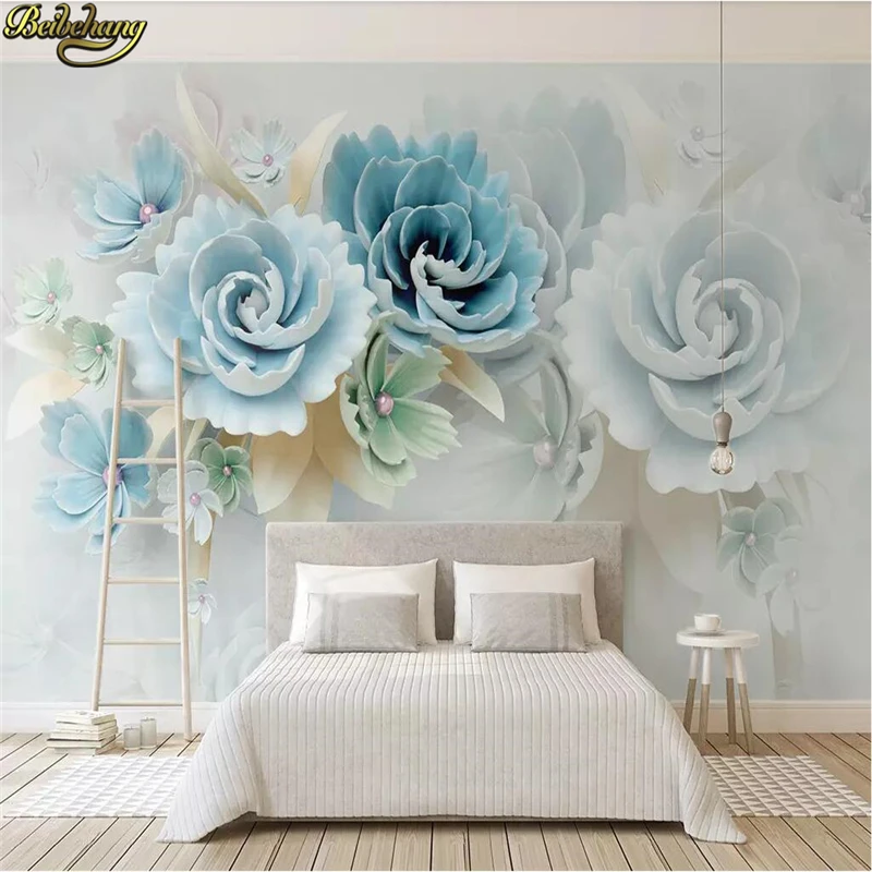 3D фотообои beibehang на заказ Настенные обои для гостиной спальни тисненые синие