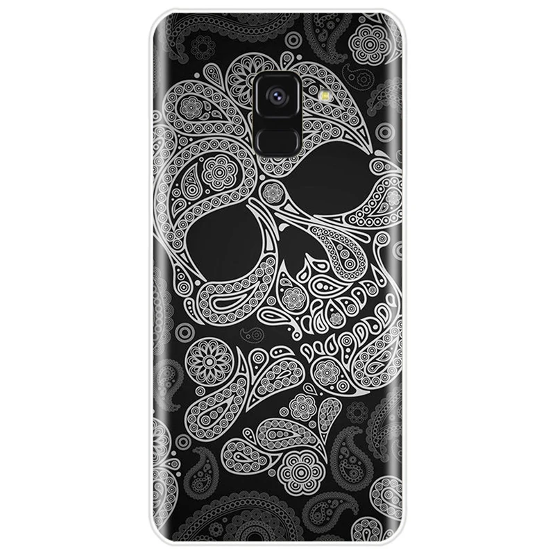 For Samsung Galaxy A5 A7 A8 2015 A3 2016 2017 A9 2018 Retro Style Flower Skull Soft Silicone Phone Case | Мобильные телефоны и
