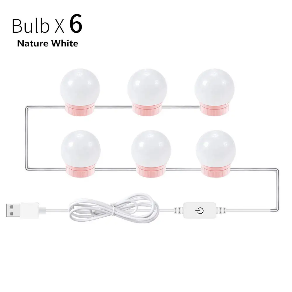 6 Bulbs 12W CanLing макияж настенное зеркало с подсветкой Led 12 В голливудское косметическое зеркало 10 14 лампочек комплект туалетный столик с регулируемой яркостью ванная комната Косметическая лампа - Цвет абажура: 6 Bulbs 12W