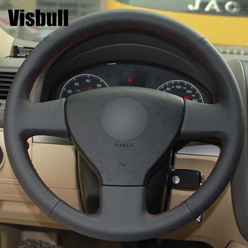 Visbull Black PU Leather Car Steering Wheel Cover V1086 for Volkswagen Old VW Golf Polo Sagitar Lavida 2010 | Автомобили и