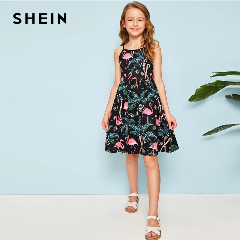 SHEIN Kiddie/красное платье в горошек с рюшами и открытыми плечами для девочек г. летнее расклешенное платье до колена с короткими рукавами для отдыха в стиле бохо