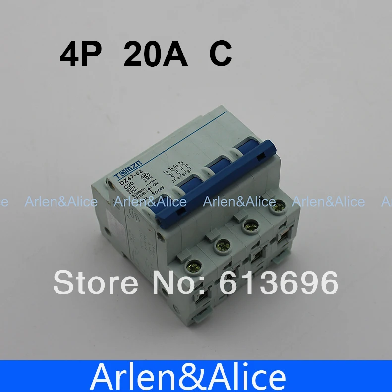 

4 P 20A 240V/415V автоматический выключатель MCB C Тип 4 полюса