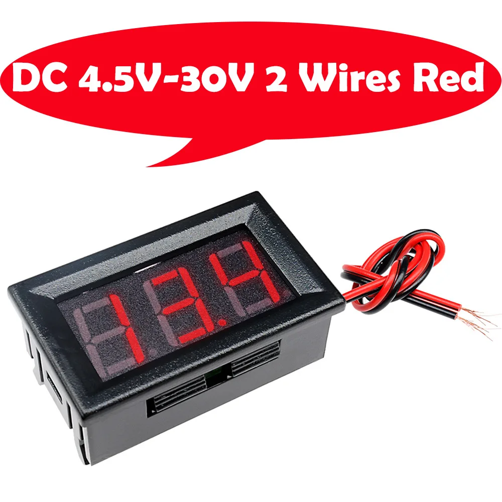 DC 4.5V-30V Red 0,56 ''Мини светодиодный цифровой вольтметр постоянного тока 0-100 в 12 В 24 в емкость напряжения монитор Вольт Панель тестер метр для автомобиля мотоцикла - Цвет: DC 4.5V-30V Red