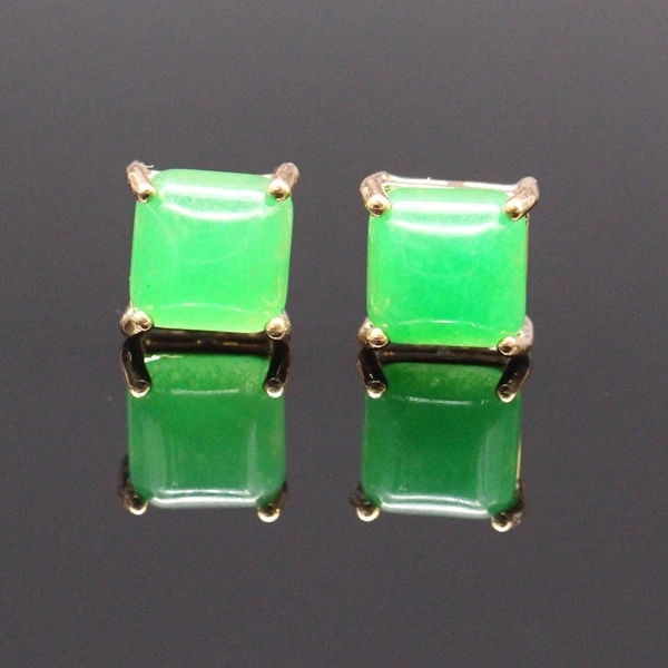 Женские квадратные серьги гвоздики JINYAO золотистые цвета шампанского с зеленым