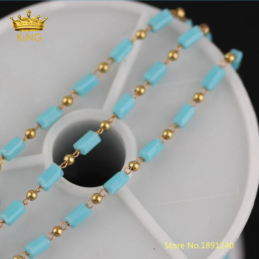 5 метров 3x5 мм небесно-голубая стеклянная бисерная фурнитура граненая