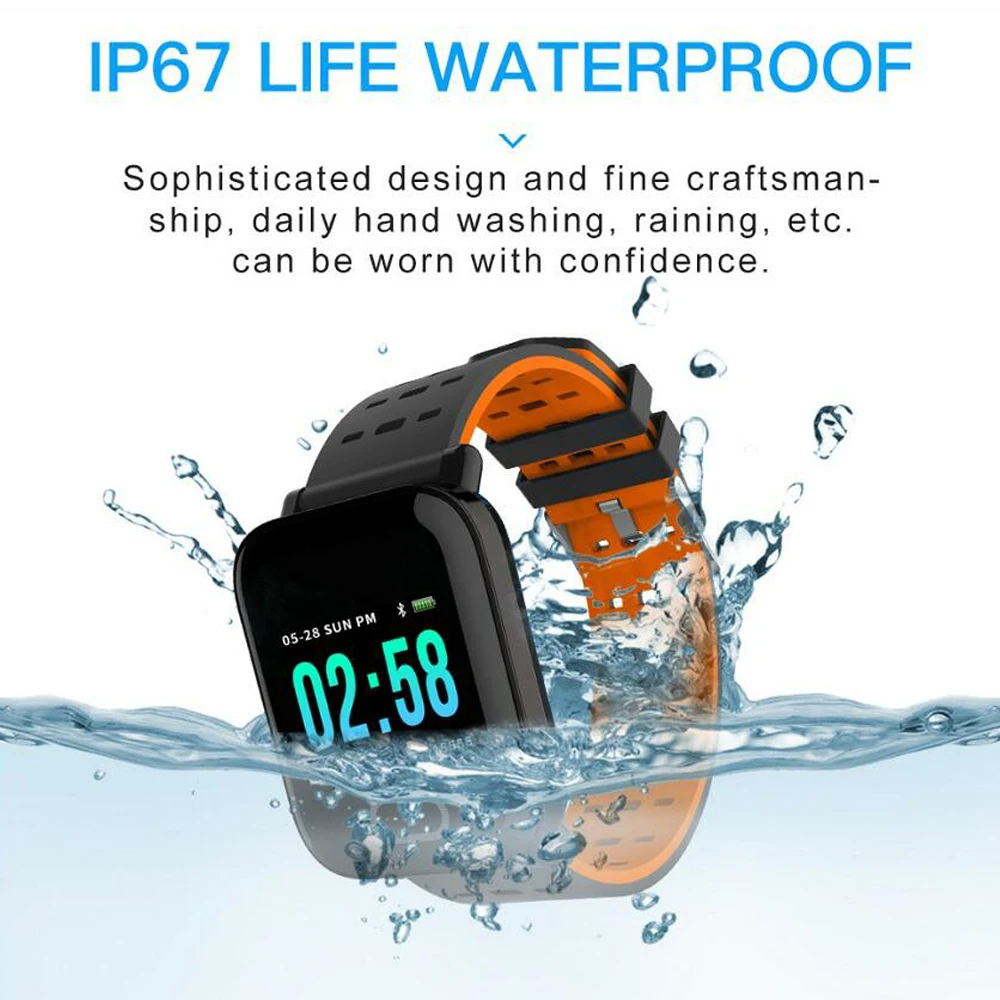 A6 Smart Band Blood Pressure Bracelet Heart Rate Monitor Sport Fitness Tracker IP67 Waterproof Wristband Watch | Электроника