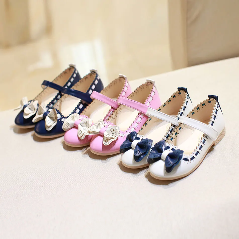 Детская обувь MSMAX из искусственной кожи с бантом бабочкой на липучках для девочек