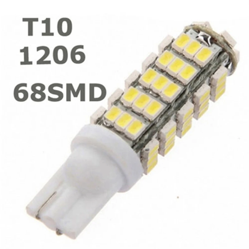 

10 шт., высококачественные светодиодные лампы 68smd 1206 68 SMD W5W 194 927 161