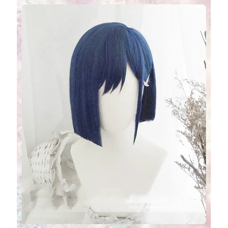 

DARLING in the FRANXX 015 Cosplay Wigs Ichigo Wigs 24cm Short Blue Synthetic Hair Perucas Cosplay Wig+ wig cap