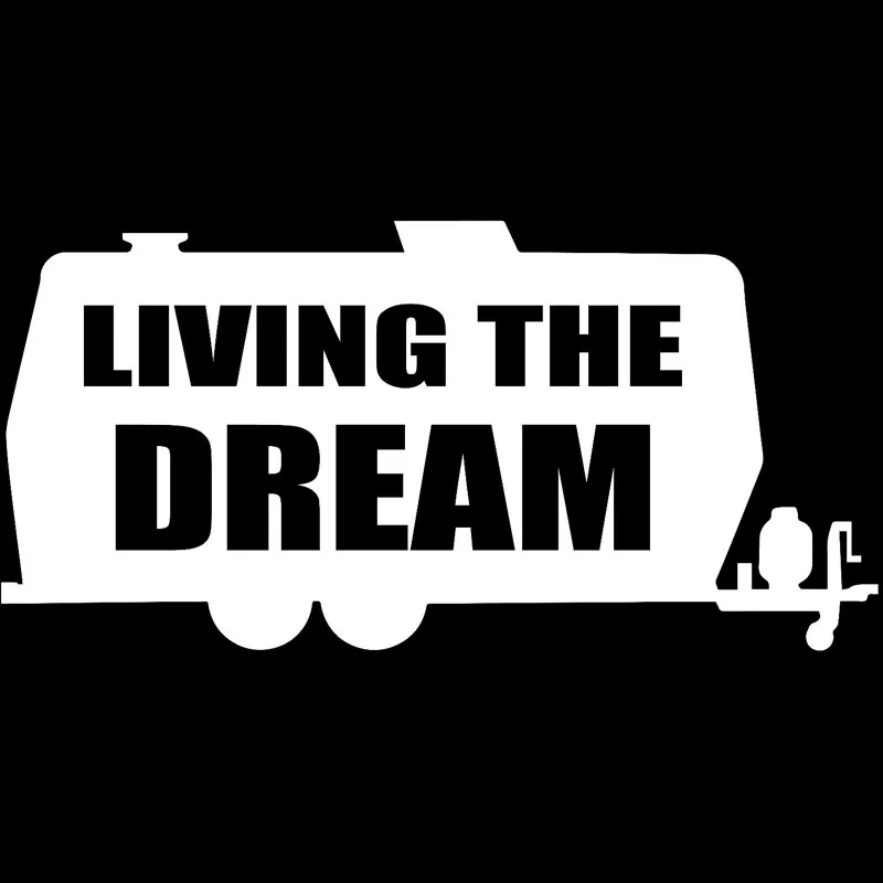 

20X9.8CM LIVING THE DREAM CAMPING Originality Vinyl Decal Car Sticker Car-styling S8-0785
