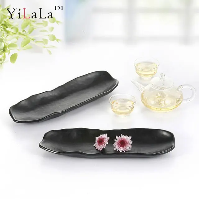 Yilala Plate Melamine Plastic Dishes 10 Inch 13 Tableware Unbreakable Dinnerware Black Color Fish Dish on - Блюдо из меламина пластика Yilala 10 дюймов 13 столовых приборов Неразбиваемая посуда Черного цвета Рыбное блюдо на.
