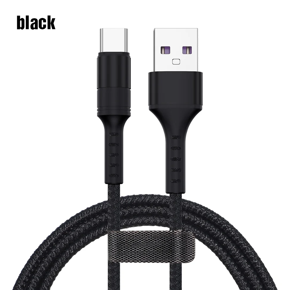 5A супер быстрый USB C кабель для Huawei P30 P20 Lite Xiaomi Mi 9 Quick Charge 3,0 USB Type C зарядный кабель для Samsung S8 S10 S9 - Цвет: Black