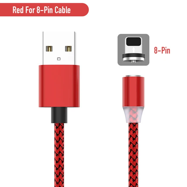 Red for iphone Магнитный Micro USB кабель Lasaier для iPhone samsung type-c, зарядное устройство, Магнитный адаптер, usb type C, кабели для мобильных телефонов - Color: Red for iphone
