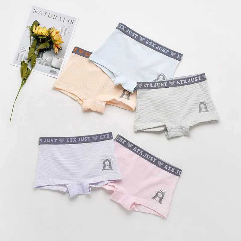 5 шт./партия хлопковое детское нижнее белье трусы-боксеры трусы в полоску для