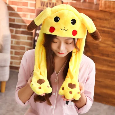 Pikachu yellow Модная шапка для девочек с ушками животных, шапка для прыжков с ушками кролика, милая плюшевая шапка с подушками безопасности, 10 цветов на выбор - Цвет: Pikachu yellow