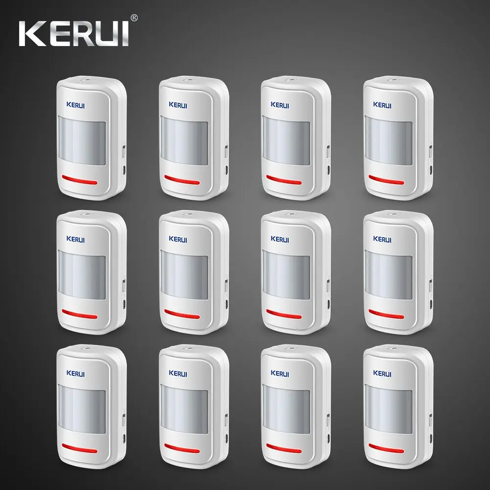 Kerui 12 шт. P819 Перезаряжаемые 5В USB 433 МГц Беспроводной пассивный инфракрасный датчик движения для GSM охранная сигнализация Системы автоматического набора комплект сигнализации