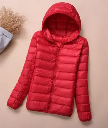 hoodie red SEDUTMO зимние куртки размера плюс 4XL, женские пуховики, ультра-светильник, пальто на утином пуху, короткая куртка с капюшоном, весенние парки ED658 - Цвет: hoodie red
