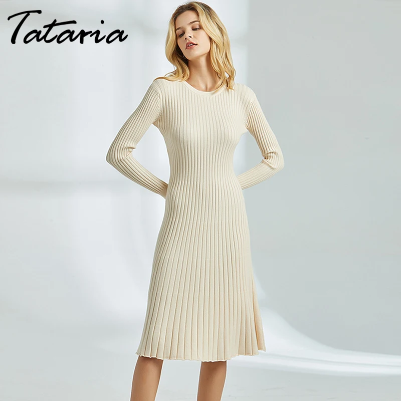 Женское трикотажное платье свитер с длинным рукавом Tataria Элегантное