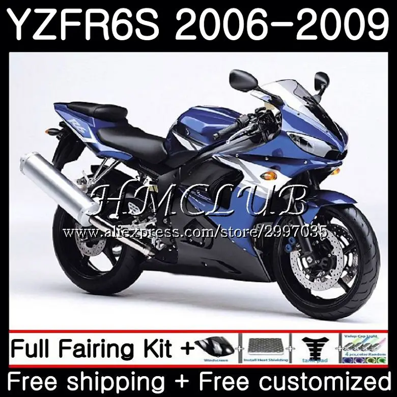 

Bodys For YAMAHA YZF 600 YZF600 YZF R6S 2006 2007 2008 2009 23HC.10 YZF-600 YZFR6S YZF-R6S 06 07 08 09 Fairing Stock blue Kit