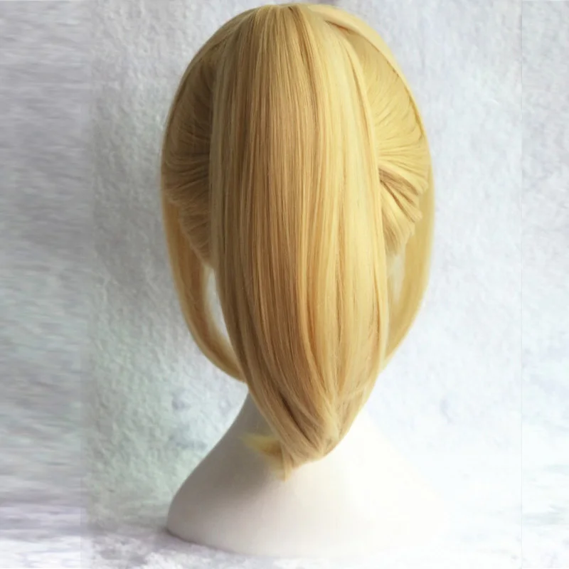 35 см Fate stay night saber lily Cosplay Полный парик из золотых синтетических волос с конским