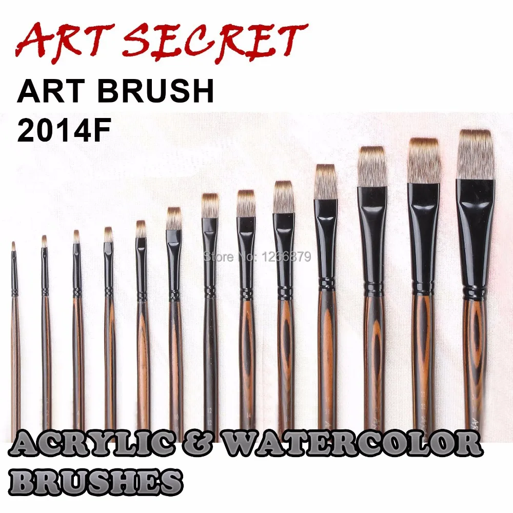 ArtSecret 2014F 1 шт. корейский синтетический плоский волос деревянная ручка художественная кисть для рисования акрилом и маслом