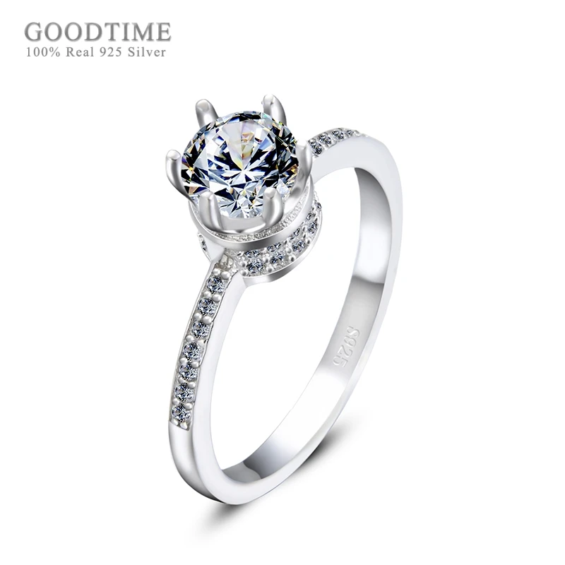 

Fashion Women Pure 925 Sterling Silver Ring Rhinestone Rings Shining Cubic Zirconia Wedding Finger Rings Jewelry Accessories