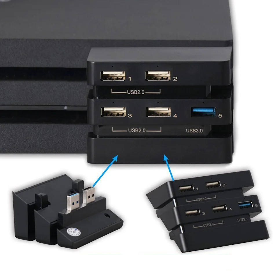 PS4 Pro охлаждающий вентилятор внешний 5-вентилятор Авто температурный супер турбоохладитель+ 5 портов USB концентратор для Playstation 4 Pro консоль и контроллер