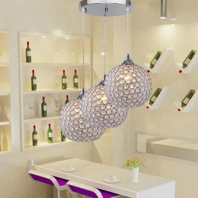 Современная Потолочная люстра с 3 светильниками и хрустальными шариками