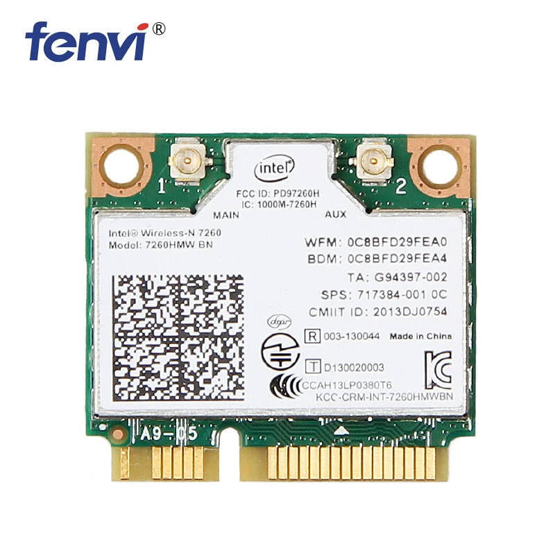 Беспроводной сетевой адаптер Wlan для Intel 7260 7260HMW BN 802.11bgn 300 Мбит/с Wifi+ Bluetooth 4,0 половинная Мини карта PCI-E подходит для Dell Asus