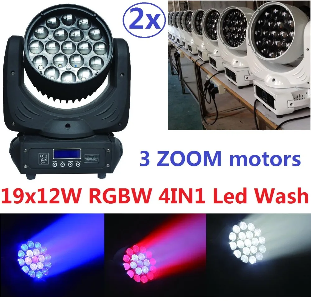 

2xLot Free Shipping Led RGBW 4in1 Wash Zoom 19x12W LED Beam Wash Moving Head Light DJ DMX Disco Stage Lighting Effect Projector