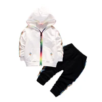 spring and autumn boys and girls sports model 1 4 year old baby rainbow zipper long sleeved trousers children two suits