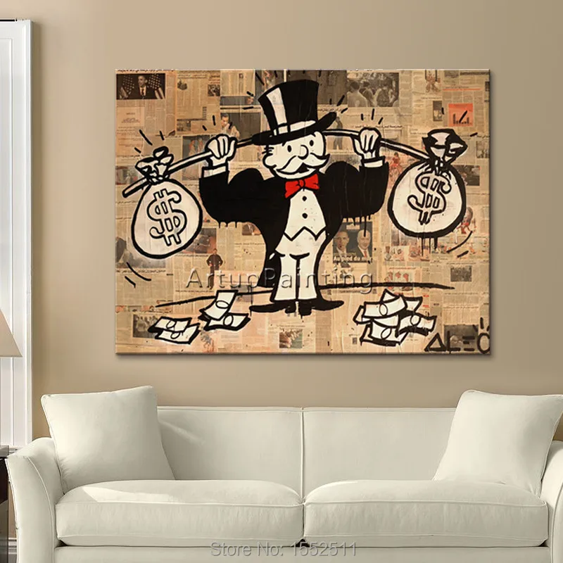 Alec граффити поп арт уличное искусство деньги на холсте quadro настенные картины для