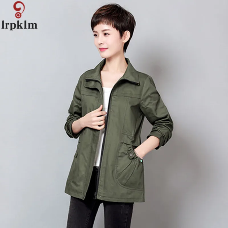 Армейский зеленый короткий плащ женское повседневное винтажное базовое пальто