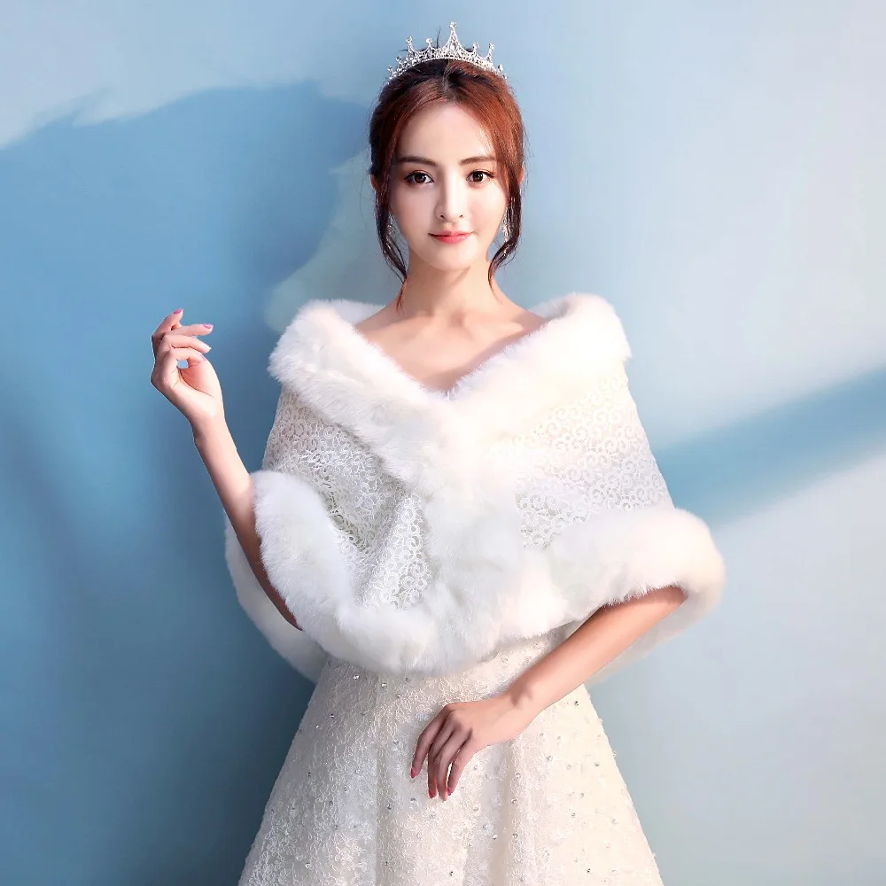 Женские шали из искусственного меха элегантное кружево цвета слоновой кости