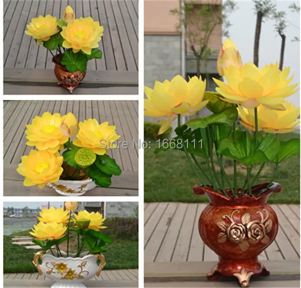 Поддельные цветок лотоса кучу 48 см 10 шт. моделирование Water Lily 6 цветов 7 стеблей для Свадебная вечеринка дома искусственные декоративные цветы