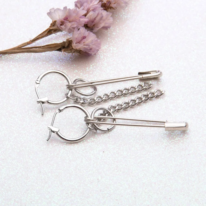 1 шт. нержавеющая сталь Безопасность Pin серьги гвоздики с кисточками зажим цепи
